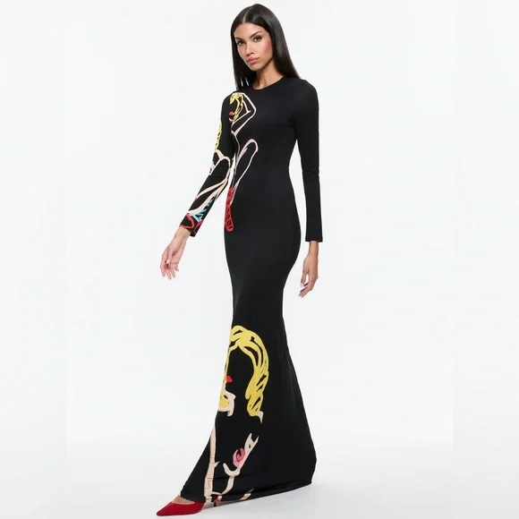 Alice + Olivia X TOM WESSELMANN DELORA OPEN BACK MAXI DRESS, Size 0, $595 - Picture 6 of 12